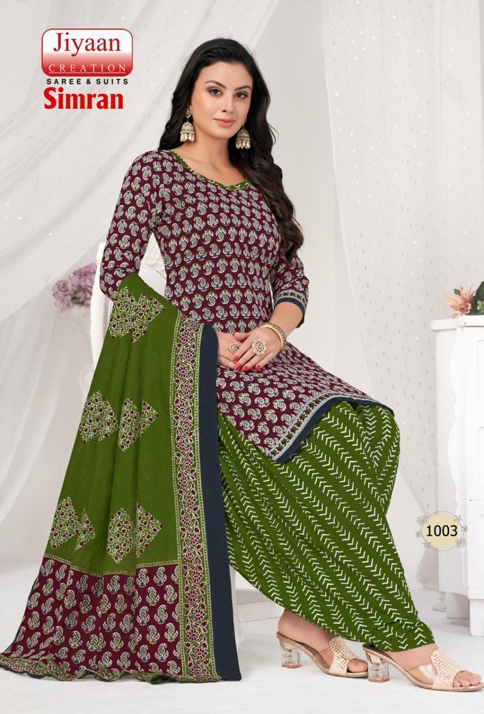 Jiyaan Simran Printed Cotton Dress Material Catalog
